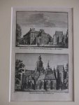 Zutphen. - Raadhuis en der Gedeputeerde Kamer te Zutphen/ Groote Kerk te Zutphen, 1744.