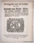 LAWRENCE, HE., BEVERNINGK, H. VAN (et al), - Over-gheset uyt de Latijnsche tale. Articulen van vrede, unie, ende eeuwich verbondt, besloten tusschen syne doorluchtighste hoogheyt, den heere Olivier, Heere Protector vande Republijcque van Engelandt, Schotlandt ende Yrlandt, etc. ter eenre...