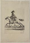Stefano della Bella (1610-1664) - Antique print, etching, Military, Della Bella | Musketeer on horseback (Musketier te paard, Divers Exercices de Cavalerie [8]), published ca. 1650, 1 p.