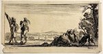 Stefano della Bella (1610-1664) - Antique print, etching | Two talking soldiers and a fallen horse [Twee pratende soldaten en een gesneuveld paard], published ca. 1644, 1 p.