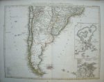 antique map (kaart). - Der Sudliche Theil von Sud-America (Antique map of Southern South America)