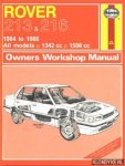 Strasman, Peter G. - Haynes Owners Workshop Manual: Rover 213 & 216 1984 to 1988, All models: 1342 cc, 1598 cc