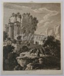 ANONYMOUS, - Rocky landscape with ruin and travellers