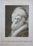 Wilhelm Andreas Müller (1733-1816) - [Antique portrait print, engraving] Portrait of a bearded man with turban (bebaarde man met tulband), published ca. 1750.
