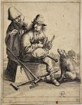 Pieter Jansz. Quast (1605/6-1647) - Antique print I Two beggars and a dog (2 bedelaars en een hond), published 1634, 1 p.