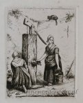 Moorrees, Christiaan Wilhelmus (1801-1867) - [Antique print, etching] Two women at a water pump.