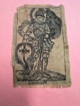  - Engraved portrait of Saint Victor on silk. French. Pilgrimssouvenir. 18th century.