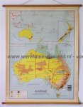Bakker, W. en Rusch, H. - Schoolkaart / wandkaart van Australië