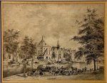Anonymous after Bartholomeus Johannes van Hove (1790-1880), Hendrik Wilhelmus Last (1817-1873) - [Antique drawing, chalk] City view on the Spaarne in Haarlem (Stadsgezicht op het Spaarne en de Waag), ca. 1850, 1 p.