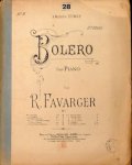 Favarger, René: - Boléro pour piano. A 4 mains. 20 édition