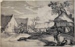 Abraham Bloemaert (1566-1651) after Boëtius Adamsz. Bolswert (ca. 1580-1633) - Antique print, etching | Farmyard / Boerderij met erf, published 1614, 1 p.