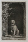 Moorrees, Christiaan Wilhelmus (1801-1867) - [Antique print, etching] Dog sitting on the doorstep / Hond op de drempel.