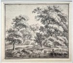 after and by Anthonie Waterloo (1609-1690) - Antique drawing and two etchings | Two figures by a small bridge, ca. 1630, 3 p.