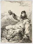 Loutherbourg, Philippe Jacques de (1740-1812) - Original etching/ets: Man drinking beer/Bierdrinkende man, ca 1755-1771.