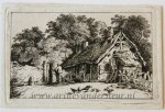 Salvator Legros (1754-1834), after Hendrick Kobel (1751-1779) - [Miniature antique print, etching] Salvator Legros, after H. Köbel, Barn and a yard, published ca. 1788.