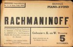 Rachmaninoff, Serge: - [Flyer] Eenige piano-avond Rachmaninoff. Concertdirectie Dr. G. de Koos