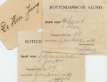 ROTTERDAMSCHE LLOYD - Twee waardebonnen uit 1914 van het SS Goentoer (1914).