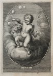 Houbraken, Arnold [?] (1660-1719) after Dalen, Cornelis van II (1638-1664), after Diepenbeeck, Abraham van (1596-1675) - [Original engraving] AER [air] with putto in the clouds/Lucht met engeltjes, ca 1650-1700.