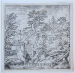 Everdingen, Allard van (1621-1675) - [Antique print, etching and drypoint] The hamlet on the mountainside, published ca 1631-1675.