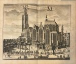 Gerrit van Giessen (1692/3-ca. 1750) - [Antique print, etching, The Hague] DE GROOTE of St JACOBS KERK in Den Haag, published ca. 1735.