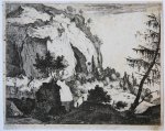 Roelant Roghman (1627-1692) - Antique print, etching | Rocky landscape with fir, ca. 1650, 1 p.