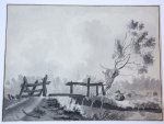 Michiel Jacobus van der Schaft (1829-1889) - [Antique drawing/ tekening] River landscape with cattle resting under a tree (Rivierlandschap met koeien onder een boom), ca. 1850-1900.
