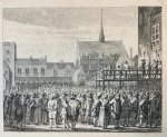 Reinier Vinkeles (1741-1816) - [Antique print, etching and engraving] Johan van Oldenbarnevelt wordt onthoofd op Binnenhof Den Haag / Joan van Oldenbarneveld beheaded.