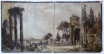 in the style of Claude Lorrain (1600-1682) - Antique drawing | Campo Vaccino in Rome / Tekening van Forum Romanum in Rome, ca. 1650/80, 1 p.