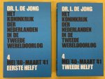 JONG, LOU DE. - Het Koninkrijk der Nederlanden in de Tweede Wereldoorlog. Deel 4 (eerste en tweede helft).	 Mei '40 - maart '41.