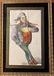 Joseph Scholz (fl. 1850-1880) - Framed lithography, satire | Man on quad skates (rollerskates, rolschaatsen), published ca. 1860, 1 p.