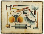 N.N. Wall picture - (SCHOOLPLAAT - SCHOOL POSTER / MAP - LEHRTAFEL) 19th century GEREEDSCHAPPEN VOOR SLAGER - SLAGERIJ - SLACHTEN - TOOLS FOR BUTCHER - BUTCHER - SLAUGHTER ( IIIb)