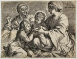 Annibale Carracci (1560-1609) published by Nicolaus van Aelst (1526?-1613) - [Antique print, etching] Madonna della scodella, published 1606, 1 p.