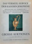 STUKER Jürg - Das Vermeil-Service der Kaiserin Josephine. Kollktion des Marquis de F. Bedeutende Fayencen-Sammlungen, Aquarelle, Goldmünzen, Teppichen. Grosse Auktionen 8.-15. Mai und 6. Juni 1959. Galerie Jürg Stuker Bern (Schweiz).