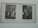 antique print (prent) - Martyrdom of Hooper Bishop of Gloucester. Death of Charles I st. antique print (prent) - Martyrdom of Hooper Bishop of Gloucester. Death of Charles I st.
