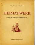 LAUR, DR. ERNST (REDAKTION) - Heimatwerk. Blätter für Volkskunst und Handwerk