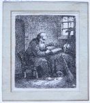 Nothnagel, Johann Andreas Benjamin (1729- ca. 1800) - Etching/ets: A hermit reading a book (kluizenaar leest boek).