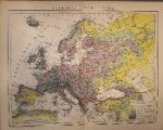 antique map (kaart). - Regenkarte von Europa. (Rainfall Europe).
