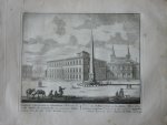 Schenck, Petrus [Pieter Schenk] - Kerk van S. Johannes en Pausselyk Paleis opden Lateraanschen heuvel op haar plein de Egiptische Naald opgerecht door Sixtus de Vyfde 65. Originele kopergravure.