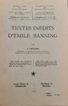 STENGERS Jean, [BANNING Emile] - Textes inédits d'Emile Banning