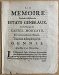 Castelmoncayo, B. de Fuenmayor, marqués de - Pamphlet, 1684, Genoa | Memoire presenté à messieurs les Estats Generaux, par le marquis de Castel Moncayo, envoyé extraordinaire d'Espagne. Touchant la republique de Gennes. A la Haye le 12. juin 1684. [s.n.], [s.l.], 1684, 3 p.