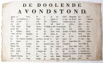  - [Antique game, letterpress] Puzzle 'De Doolende Avondstond', published 1786.