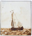 after Teyler, Johannes (1648-1709) - Ships on a rough sea (Tekening van schepen op ruwe zee).