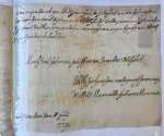 COEVORDEN, VAN HUMALDA, HANNIA - [Manuscript 1727] Brief van W.M. van Humalda geb. Hannia, dd. Coevorden 1727, aan “waarde night”, manuscript, 1 p.