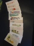  - 12 x vloeibladen, bloemen en natuur met spreuken van o.a. Moore, Percival, Longfellow, Coolidge etc.