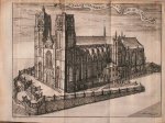 antique print (prent) - L`eglise collegiale de sainte Gudule a Brusselle. (Brussel).