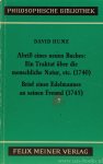HUME, D. - Abriß eines neuen Buches, betitelt: Ein Traktat über die menschliche Natur, etc. Brief eines Edelmannes an seinen Freund in Edinburgh. Übersetzt und mit einer Einleitung herausgegeben von J. Kulenkampff.