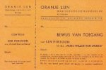 Oranje Lijn - Bewijs van toegang Oranje Lijn Prins Willem van Oranje