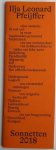 Pfeijffer, Ilja Leonard - Sonnetten 2018 . Signed and numberred 112/250