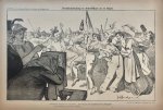 Braakensiek, Johan (1858-1940) - [Original lithograph/lithografie by Johan Braakensiek] Drankbestrijding te Amsterdam en te Bazel, 25 Augustus 1895, 1 pp.