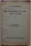 Ridderbos J - De overheid en de wet Gods Overgedrukt uit het tijdschrift A R Staatkunde